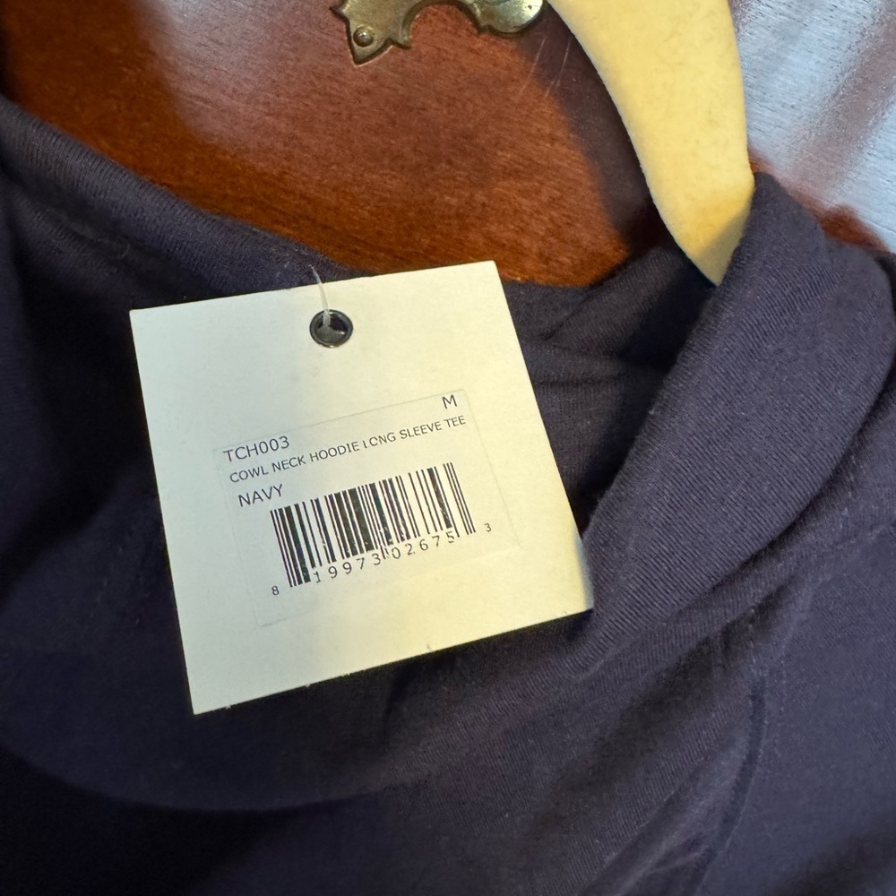 Navy Cowl Neck Long Sleeve Tee lakegirl brand - Picture 5 of 6